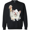 White Cat Reaching Crewneck Pullover Sweatshirt