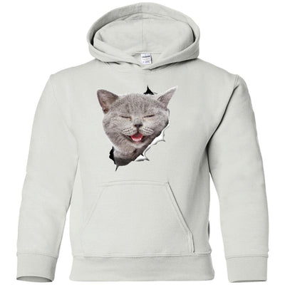 Grey Cat Laughing Youth Pullover Hoodie