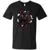Black Cat Men's Printed V-Neck T-Shirt