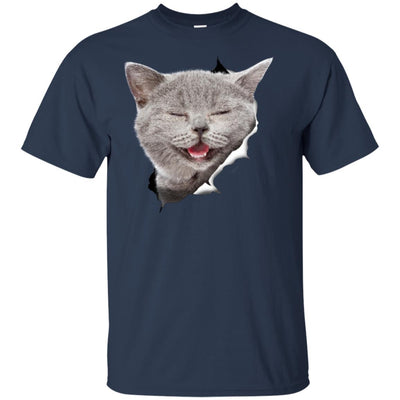 Grey Cat Laughing Youth Cotton T-Shirt