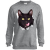 Black Cat Licking Youth Crewneck Sweatshirt