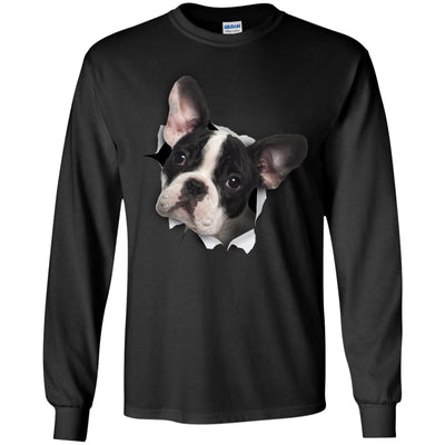 Black & White Frenchie Long Sleeve Ultra Cotton T-Shirt