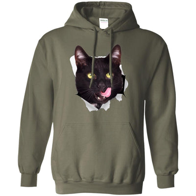 Black Cat Licking Pullover Hoodie