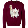 White Cat Reaching Heavyweight Crewneck Sweatshirt