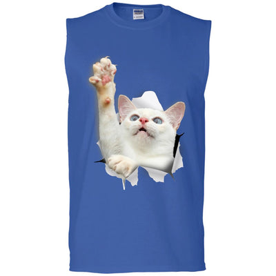 White Cat Reaching Men's Ultra Cotton Sleeveless T-Shirt