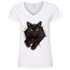 Black Cat Ladies' V-Neck T-Shirt
