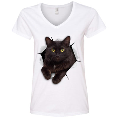 Black Cat Ladies' V-Neck T-Shirt