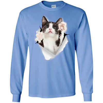 Black & White Reaching Cat Long Sleeve Ultra Cotton T-Shirt