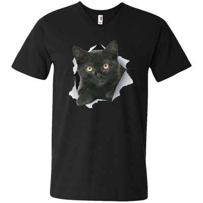 Black Kitten Men's Printed V-Neck T-Shirt