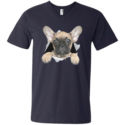 French Bulldog Pup Men's Printed V-Neck T-Shirt