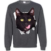 Black Cat Licking Crewneck Pullover Sweatshirt