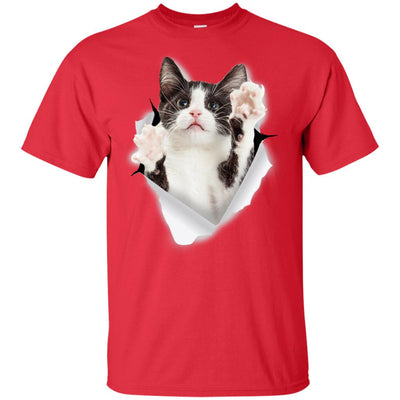 Black & White Reaching Cat Youth Cotton T-Shirt
