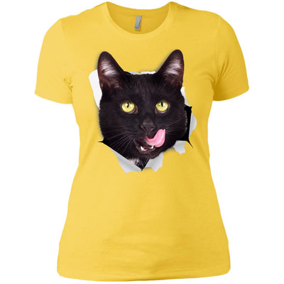 Black Cat Licking Ladies' T-Shirt