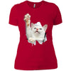 White Cat Reaching Ladies' T-Shirt