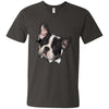 Black & White Frenchie Men's Printed V-Neck T-Shirt