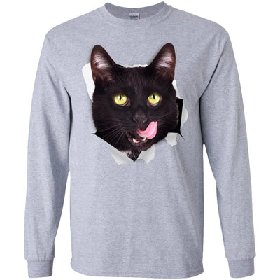 Black Cat Licking Long Sleeve Ultra Cotton T-Shirt