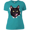 Black Cat Licking Ladies' T-Shirt