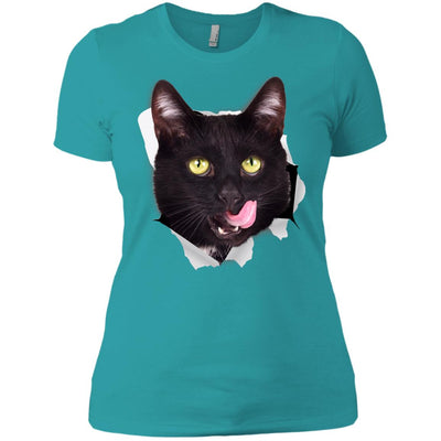 Black Cat Licking Ladies' T-Shirt