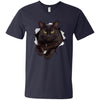 Black Cat Men's Printed V-Neck T-Shirt