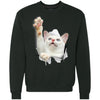 White Cat Reaching Heavyweight Crewneck Sweatshirt