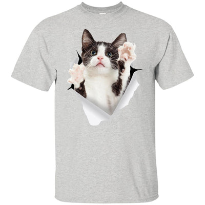 Black & White Reaching Cat Youth Cotton T-Shirt