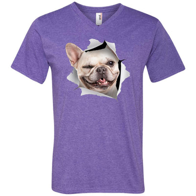 Winking Frenchie Men's Printed V-Neck T-Shirt