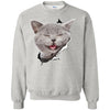 Grey Cat Laughing Crewneck Pullover Sweatshirt