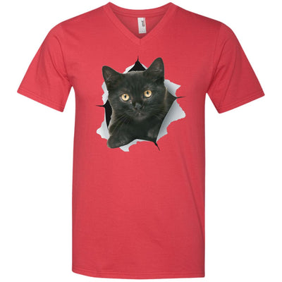 Black Kitten Men's Printed V-Neck T-Shirt