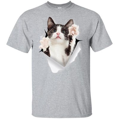 Black & White Reaching Cat Youth Cotton T-Shirt