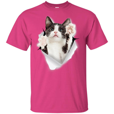 Black & White Reaching Cat Youth Cotton T-Shirt