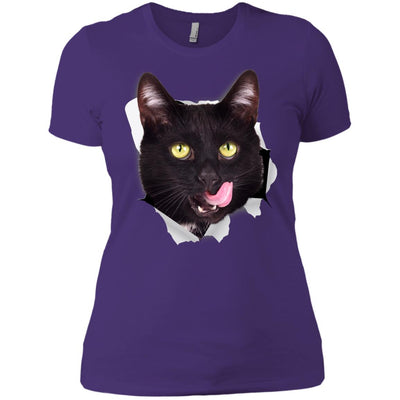 Black Cat Licking Ladies' T-Shirt