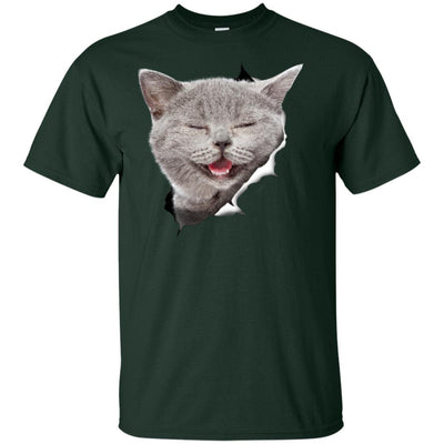 Grey Cat Laughing Youth Cotton T-Shirt