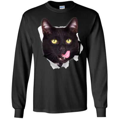 Black Cat Licking Long Sleeve Ultra Cotton T-Shirt