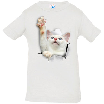 White Cat Reaching Infant Jersey T-Shirt
