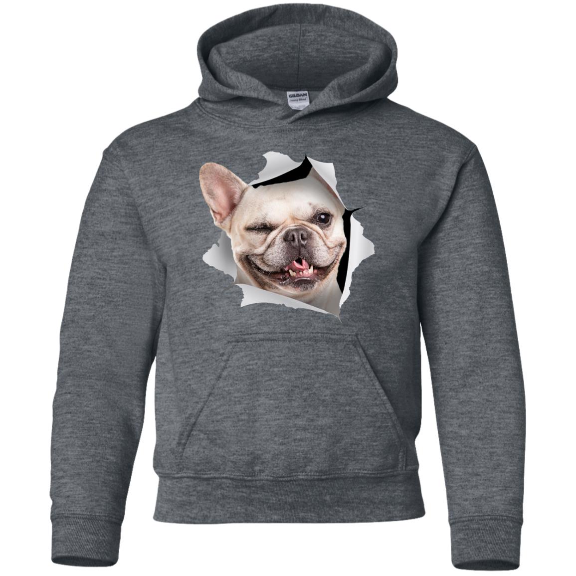 Winking Frenchie Youth Pullover Hoodie