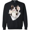Black & White Reaching Cat Crewneck Pullover Sweatshirt