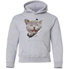 Grey Cat Laughing Youth Pullover Hoodie