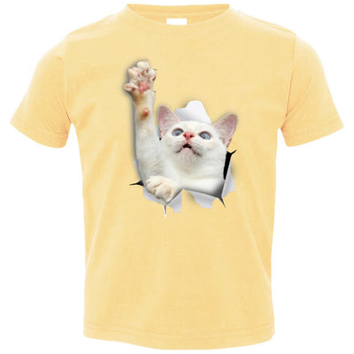 White Cat Reaching Toddler Jersey T-Shirt
