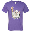 White Cat Reaching Men's Printed V-Neck T-Shirt