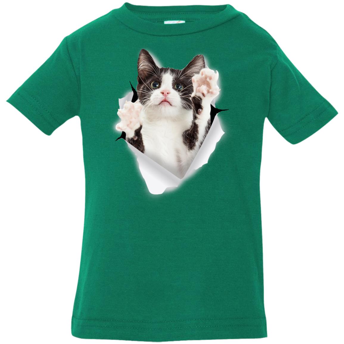 Black & White Reaching Cat Infant Jersey T-Shirt
