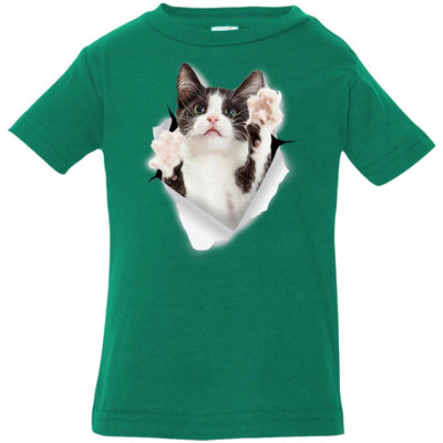 Black & White Reaching Cat Infant Jersey T-Shirt