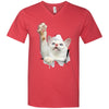 White Cat Reaching Men's Printed V-Neck T-Shirt