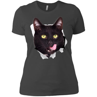 Black Cat Licking Ladies' T-Shirt