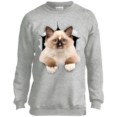 Brown Ragdoll Cat Youth Crewneck Sweatshirt