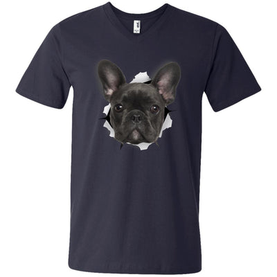 Black Frenchie Men's Printed V-Neck T-Shirt