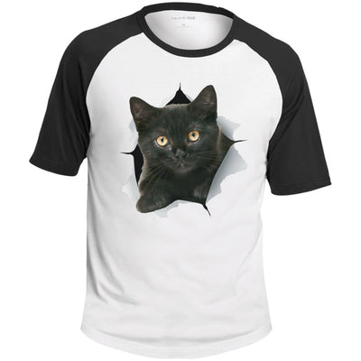 Black Kitten Colorblock Raglan Jersey T-Shirt