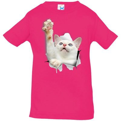 White Cat Reaching Infant Jersey T-Shirt