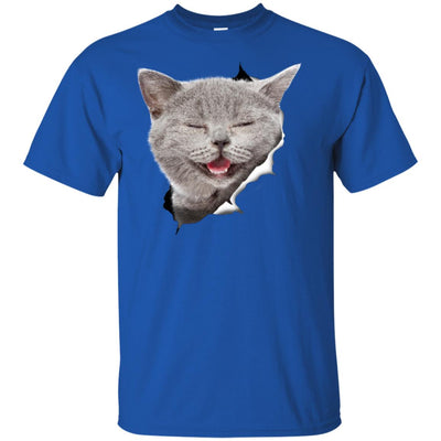 Grey Cat Laughing Youth Cotton T-Shirt