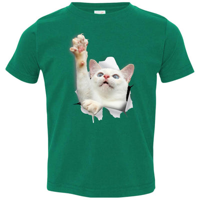 White Cat Reaching Toddler Jersey T-Shirt