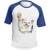 White Cat Reaching Colorblock Raglan Jersey T-Shirt